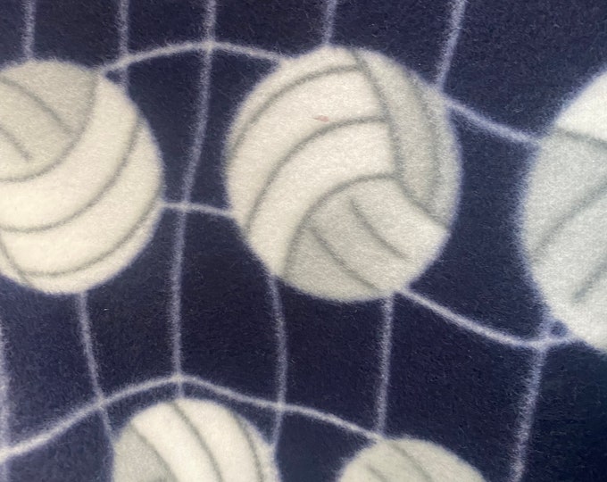 Volleyball Fleece on navy 60” wide By The Yard