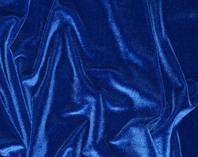 ROYAL BLUE two way stretch velvet spandex apparel drapery fabric 60" Wide