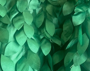 Kelley green Leaf dangling taffeta fabric sold by the yard