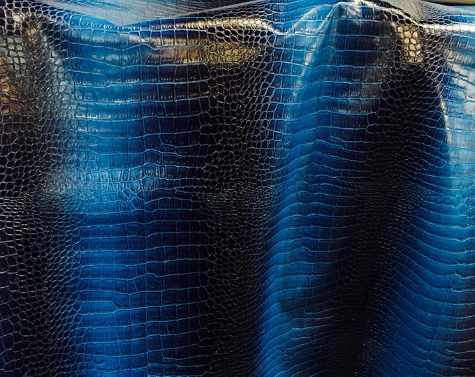 Apparel clothing Vinyl Leather Crocodile Wally Royal  embossed Faux bags fabric sold per yard 54" Wide folded