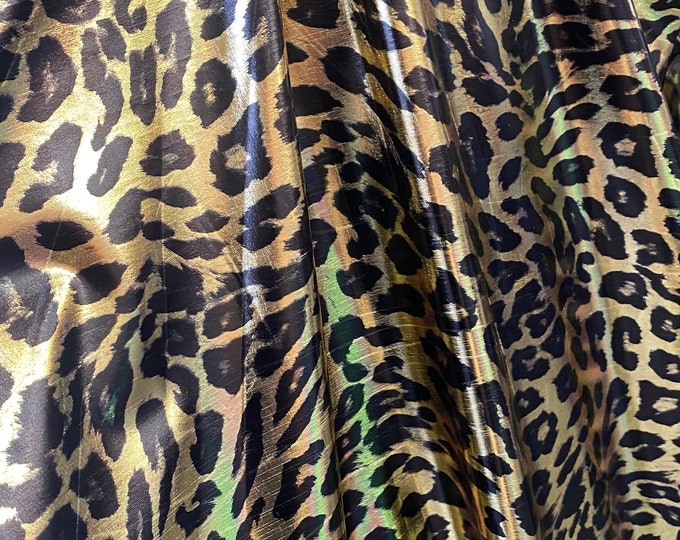 Black  leopard on gold Nylon Spandex  dance swimsuits stretch 58" wide  Sportswear