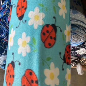 Ladybug Fleece Fabric by the Yard | Soft Anti-Pill Fleece | Fleece for Blankets, Crafts, Apparel & DIY Projects