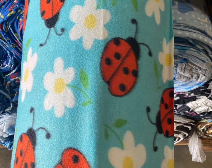 Ladybug Fleece Fabric by the Yard | Soft Anti-Pill Fleece | Fleece for Blankets, Crafts, Apparel & DIY Projects