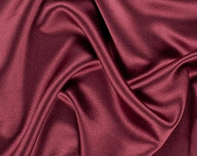 Burgundy Heavy Shiny Bridal Satin Fabric for Wedding Dress, 60"  wide