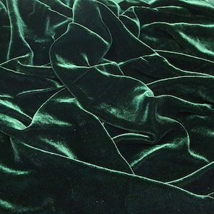 Dark Green Silk rayon velvet solid fabric 45” clothing drapery dresses yard