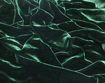 Dark Green Silk rayon velvet solid fabric 45” clothing drapery dresses yard
