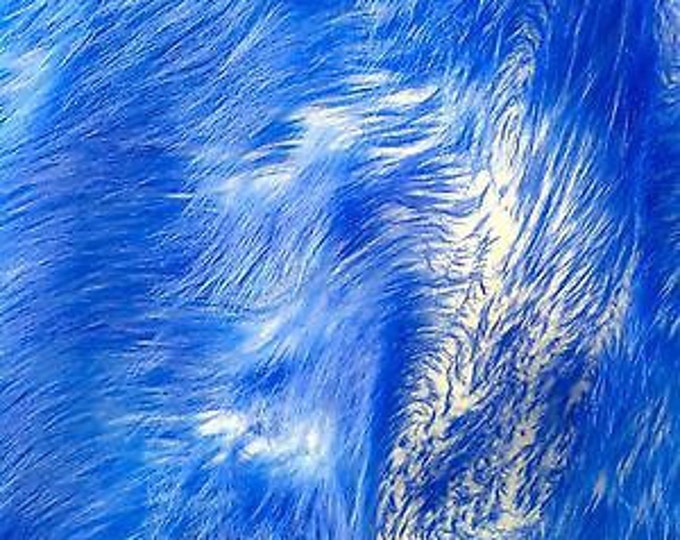Faux Fur fake White With royal Frosted tips fabric 60" Wide sold by the yard