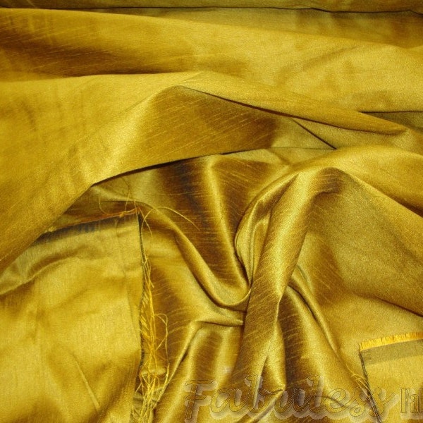 Golden Rod Shantung Dupioni Faux Silk two tone fabric BY THE YARD 54" wide