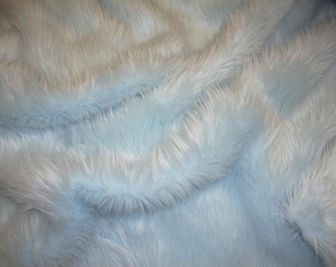 Light Blue shaggy faux fur upholstery fabric per yard 60" Wide