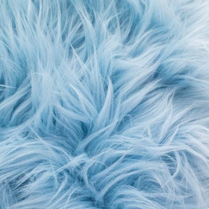 Light blue shaggy faux fur upholstery fabric yard 60" wide