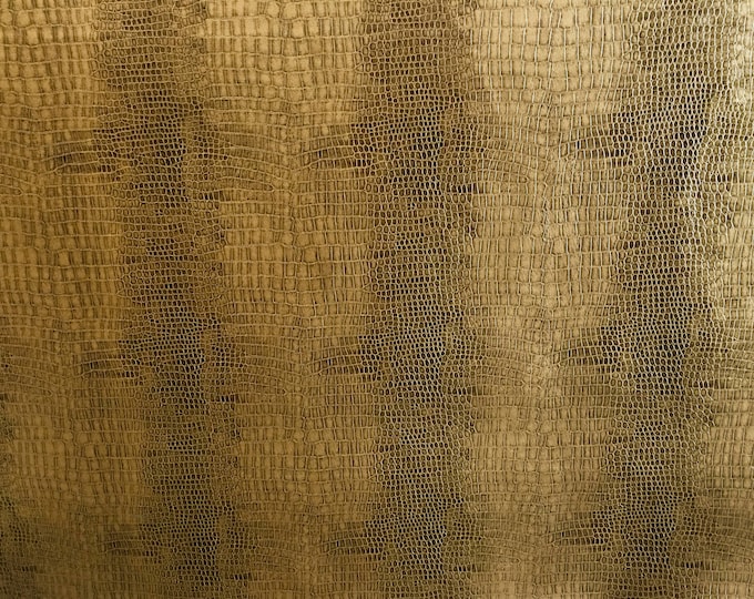 Alligator Bronze upholstery Faux Leather auto home commercial Vinyl fabric by the yard 54' Wide