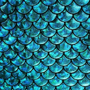 4-Way Stretch Blue Mermaid Hologram Spandex Metallic foil scales Fabric by the yard 60" WIDE