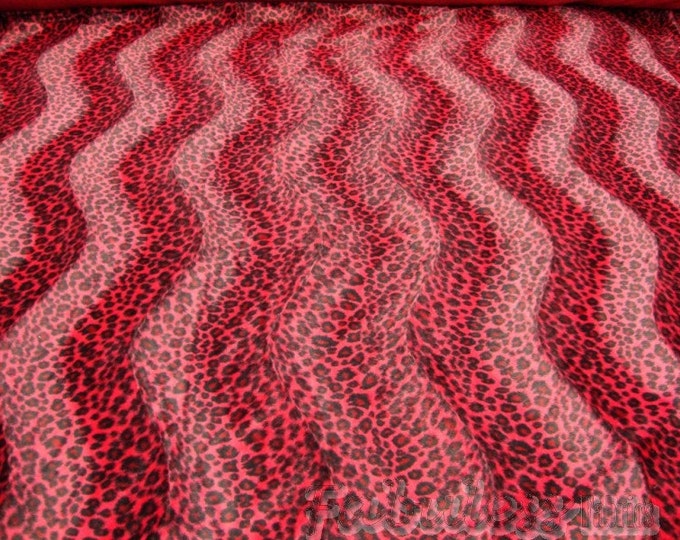 Red Leopard Cheetah spots Animal Print Velboa Draper Upholstery Fabric BY THE YARD 60" Wide