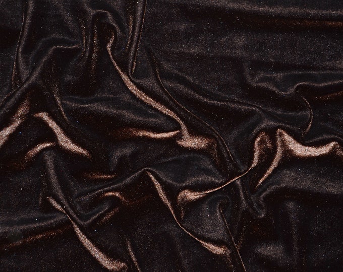BROWN stretch velvet fabric 60" Wide