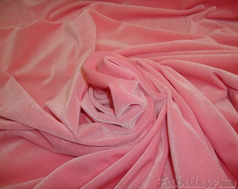 PINK two way stretch velvet fabric 60" Wide by yard