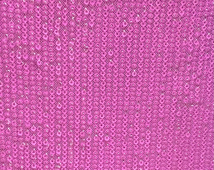 Bubble gum Pleated Glitz Sequin Mesh Fabric By The Yard