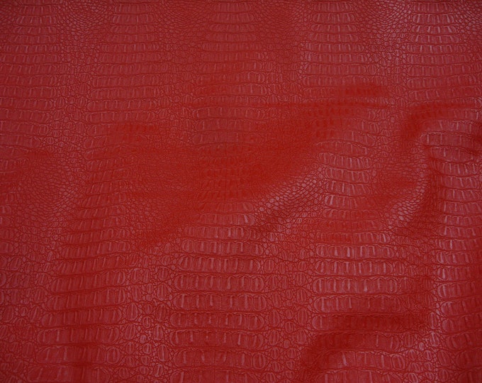 Red matt Gator upholstery Faux vinyl fabric per yard