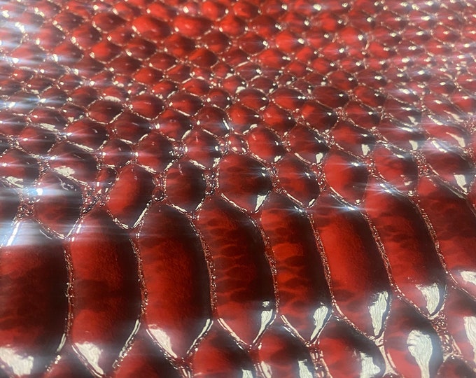 Dark red Mamba 3D Gator embossed Vinyl Leather Faux vinyl fake upholstery apparel bags fabrics