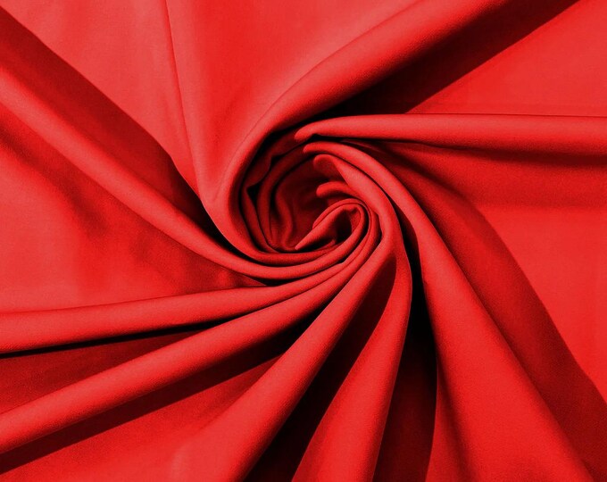 Red dull matte 4 stretch bridal Crepe woven Fabric 60" Wide Sold By the yard