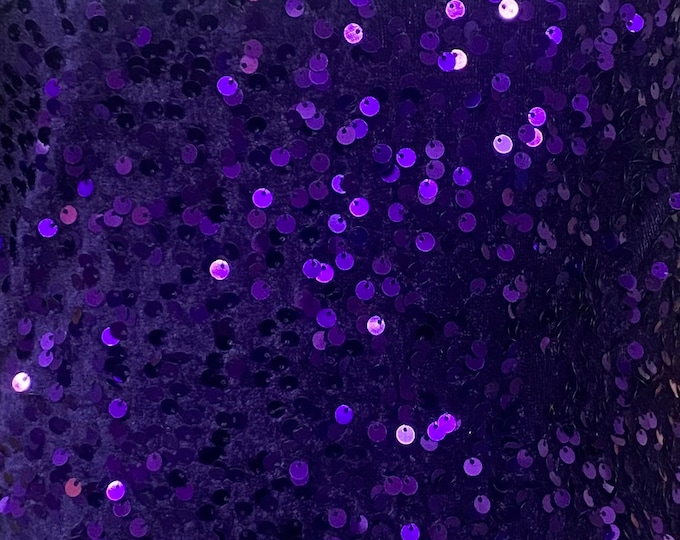 4 way Purple Sequin Stretch fabric by the yard 60" Wide
