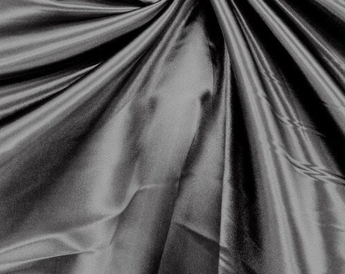 Gray Heavy Shiny Bridal Satin Fabric for Wedding Dress, 60"  wide