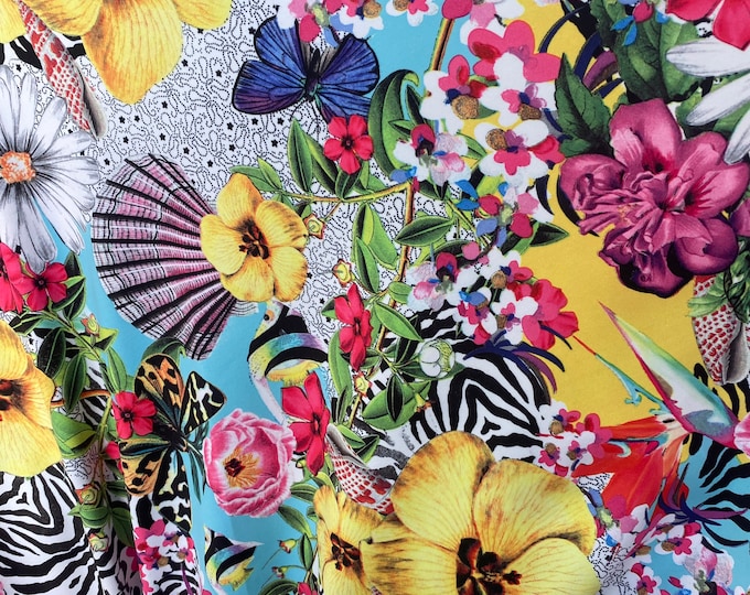 Stretch spandex/ Fantasy multi floral fabric SOLD BY YARD 60” wide