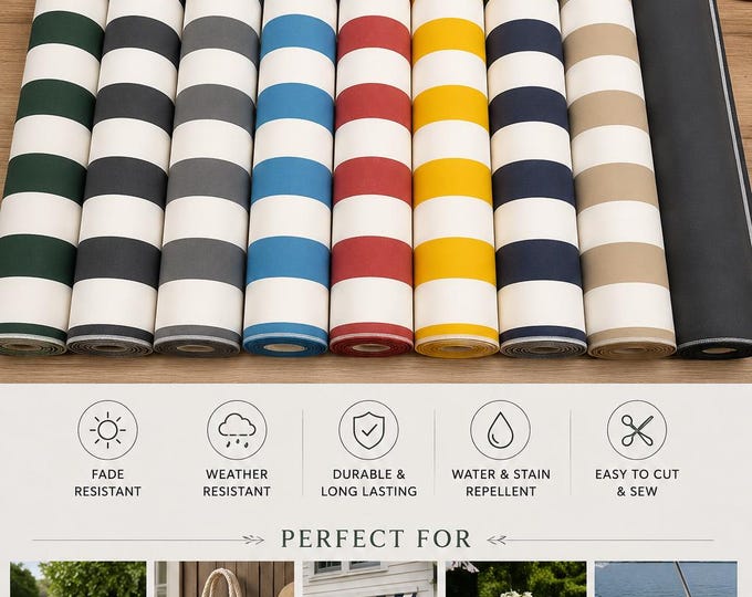 100% Solution Dyed Acrylic Outdoor Canvas Fabric, UV Resistant Awning Upholstery Material, Marine Cushion Fabric by the Yard