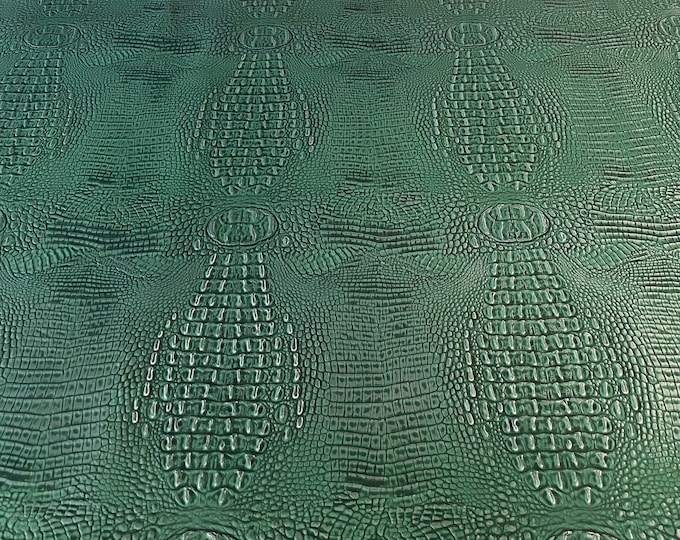 Green/silver Big alligator embossed Vinyl Leather upholstery fabric