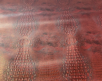 Red black Big alligator embossed Vinyl Leather upholstery fabric