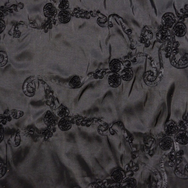 Taffeta black ribbon rosette apparel fabric embroidered home decor yard