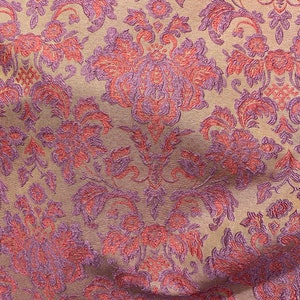 Violet rose jacquard damask upholstery furniture fabric by the yard
