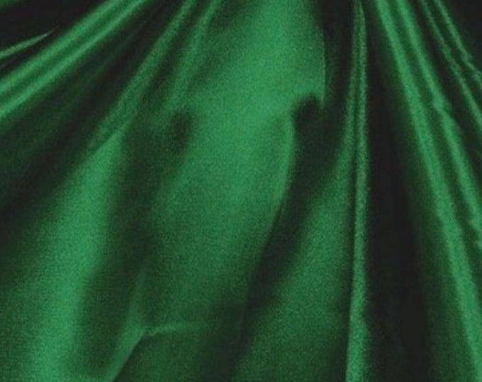 Hunter Green Heavy Shiny Bridal Satin Fabric for Wedding Dress, 60"  wide
