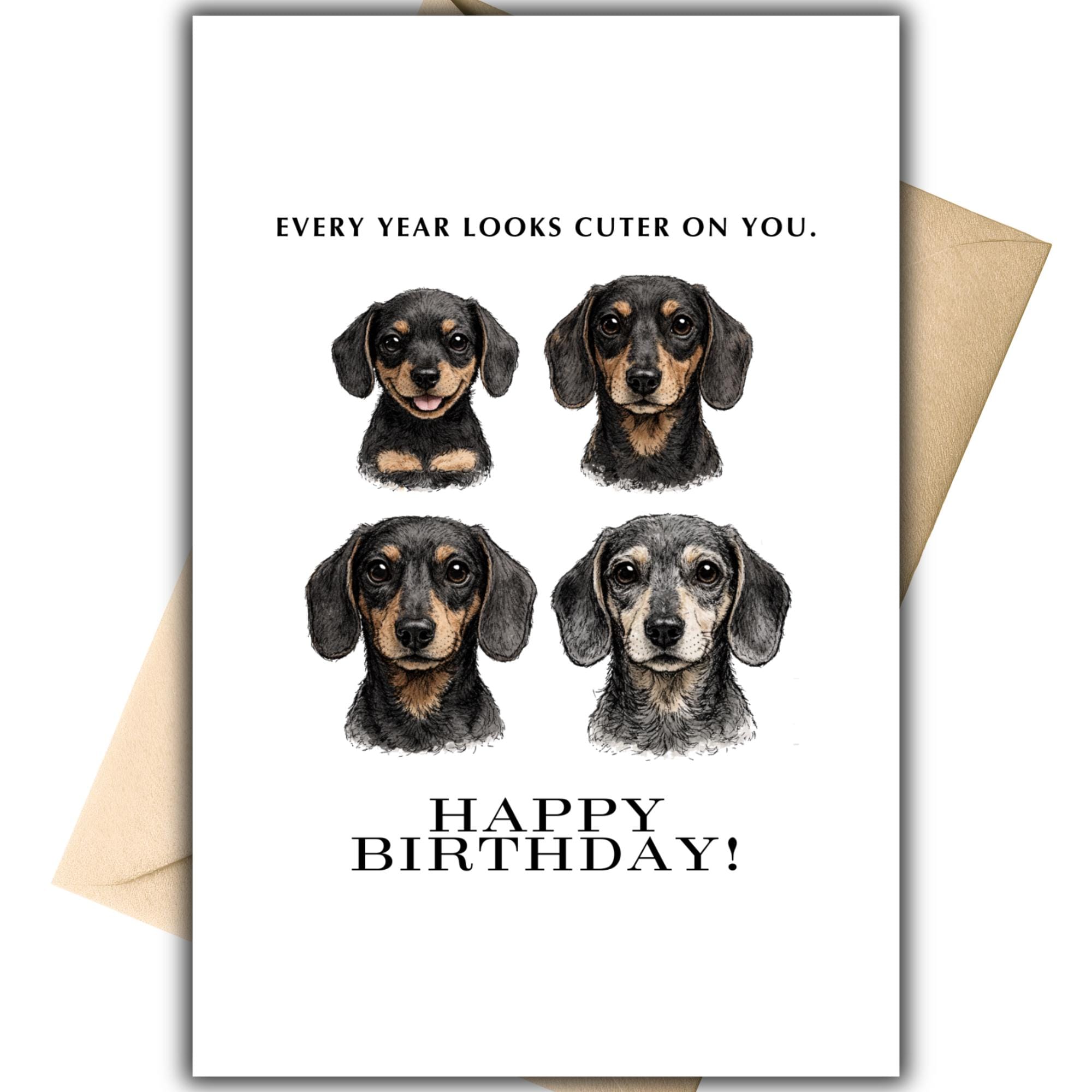 Dachshund Happy Birthday Card Printable 4x6, Sausage Dog Gift ...