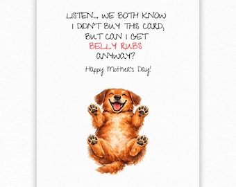Lustiger Hund Mama Muttertag Karte, Belly Rubs, Tier Liebhaber Geschenk (Instant Download)