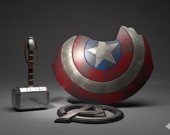 Damage Captain America Shield | Damage Thor Hammer | Avenger Eng Game | Shield And Hammer | Best Gift Halloween