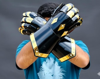 Black Steel Medieval Gauntlets | Armour Gloves, Costume, LARP, Halloween Gift