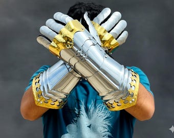Steel Medieval Gauntlets | 18 Gauge M Steel Armour Gloves, Leather Straps
