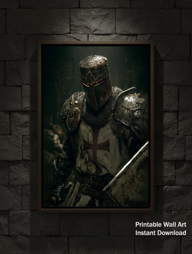 Templar Knight Printable Wall Art | Gothic Medieval Crusader ...