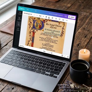 Medieval Wedding Invitation | Printable A4 Vintage Royal Invitation | Editable Canva Template | image 7