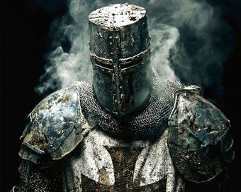 Teutonic Medieval Knight, Battle Worn Warrior Poster (Instant Download)
