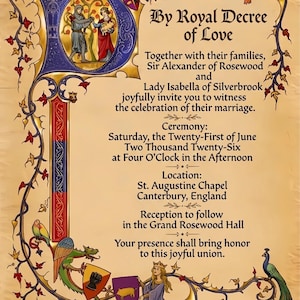 Medieval Wedding Invitation | Printable A4 Vintage Royal Invitation | Editable Canva Template | image 2