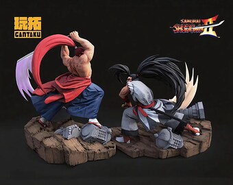 Dual Katana Samurai Battle Diorama 3D Print Figurine STL - Rival Sword Duel 3D Print Figurine STL File