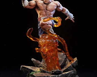 Scarred Muay Titan STL | 3D Print Figurine Giant Kickboxer Statue | Printable Stl Martial King Model | Display Colossus