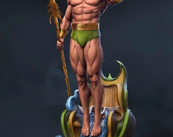 Aquatic Muscle Warrior STL | 3D Print Sea Monarch Figurine