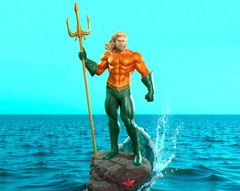 Ocean King Warrior 3D Print Figurine STL – Trident Sea Hero 3D Print Figurine STL File – Underwater Guardian