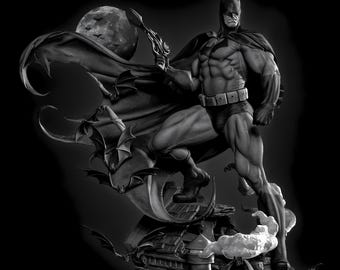 Dark Rooftop Vigilante STL | 3D Print Figurine Gothic City Guardian | Printable Stl Night Cape Hero Statue
