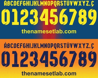 Barcelona 2012-2013 Nameset AI File - Retro Font - Instant Download
