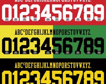 United 1992–1996 Nameset – AI Vector File – Retro Shirt Font – Instant Download