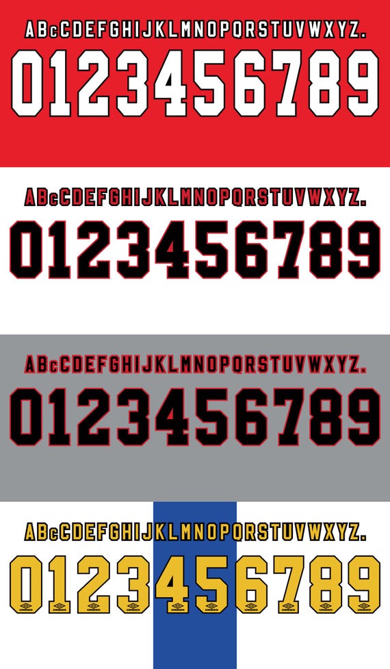 United 1996–1997 Nameset – AI Vector File – Retro Shirt Font