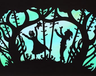 Hans en Grietje (A4 silhouetprint)